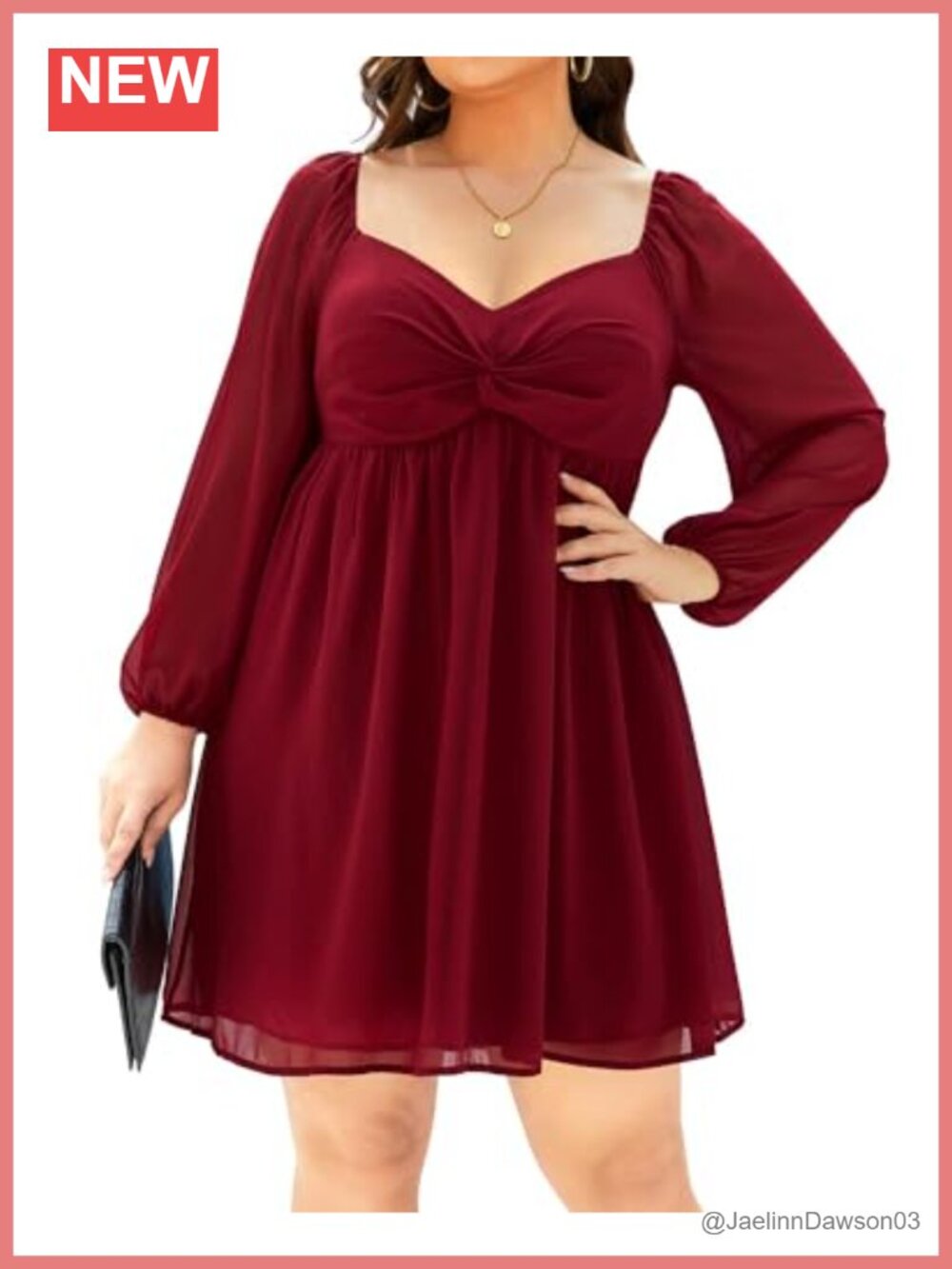 Plus Size Chiffon A-line Mini Dress Sweetheart Long Sleeve Homecoming